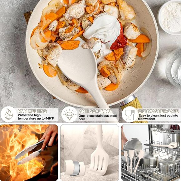 22Pcs Heat Resistant Utensils Spatula Spoon Whisk Dishwasher Safe Kitchen - Picture 11 of 13